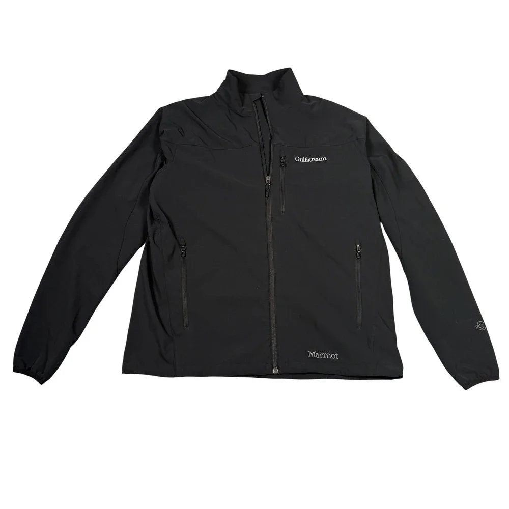Marmot M3 Softshell Jacket Mens XL Black Gulfstream Logo Full Zip Performance